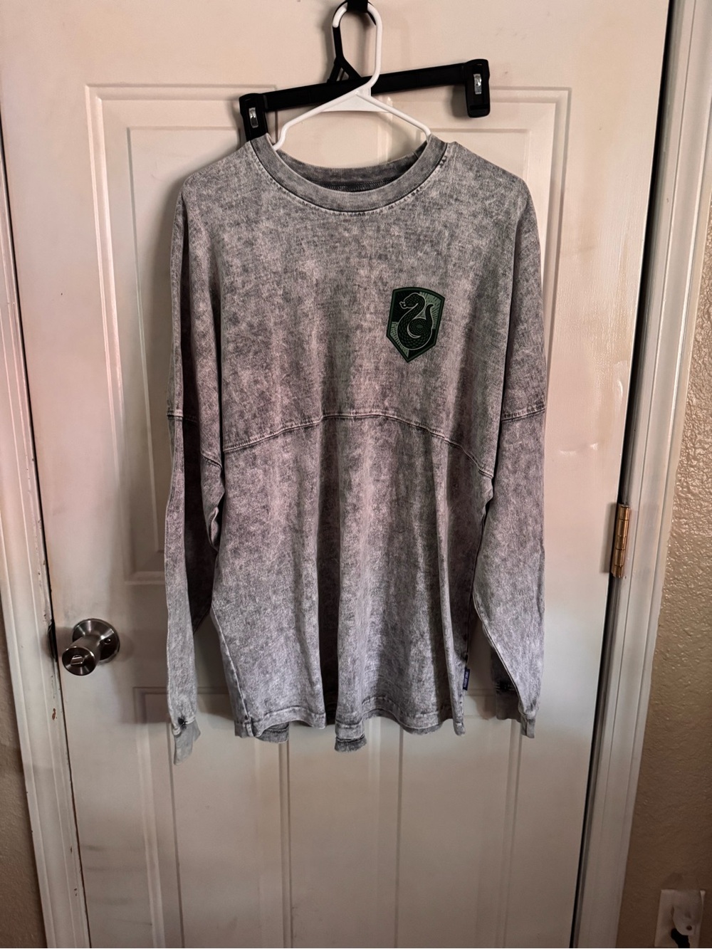 Harry Potter Wizarding World Gray Washed Tee with Green Patch